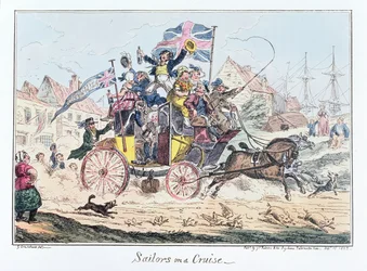 Sailors on a Cruise, publicerad av James Robins, 1 september 1825 (färgad etsning)